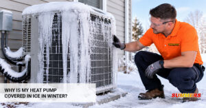 heat pump covered in ice