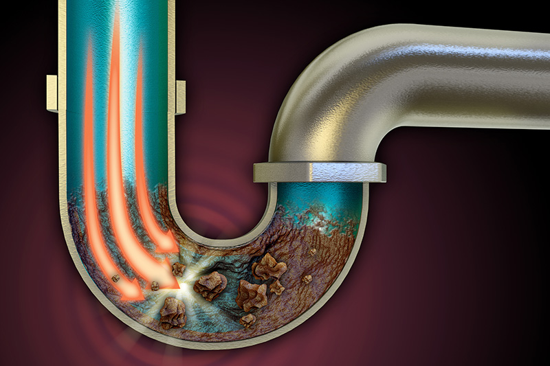 Drain camera inspection. Clogged drain animation.